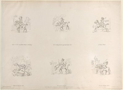 How to turn any Horse, Mare, or Gelding, How to Ride genteel & agreeable down Hill by Thomas Rowlandson