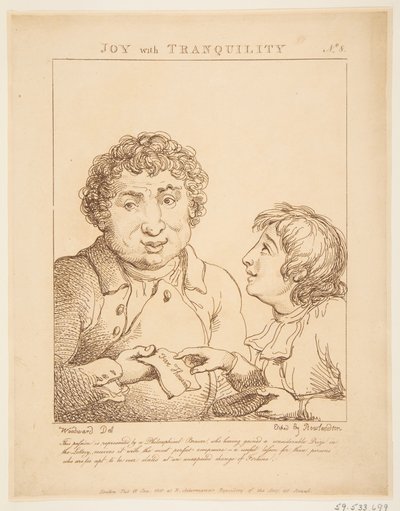 Joy with Tranquility Le Brun Travested, or Caricatures of the Passions, January 21, 1800 by Thomas Rowlandson