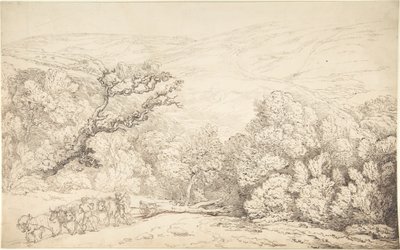 Landscape with Oxen and Felled Tree by Thomas Rowlandson