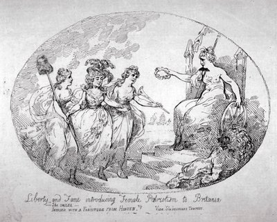 Liberty and Fame Introducing Female Patriotism to Britannia by Thomas Rowlandson