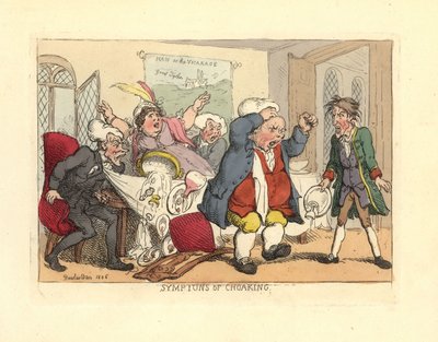 Man Standing Up While Choking at the Dinner Table by Thomas Rowlandson