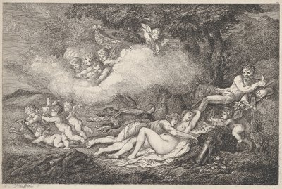 Mars and Sleeping Venus with Putti by Thomas Rowlandson