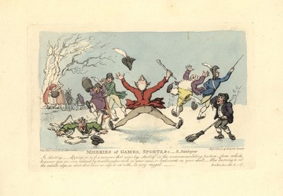 Men Falling on Ice Skates, Another Falling Through the Ice by Thomas Rowlandson