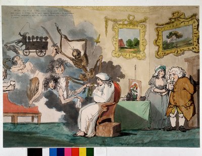 Mental illness and visions: the hypochondrium - drawing by Rowlandson by Thomas Rowlandson