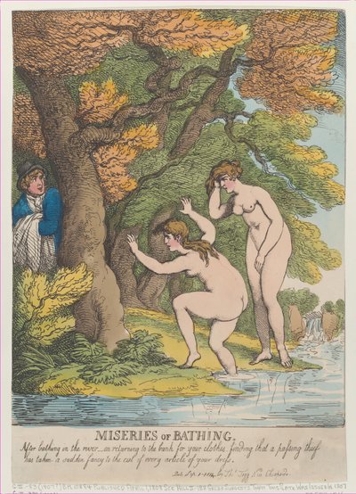 Miseries of Bathing, [April 1, 1808], reissued September 1, 1814 by Thomas Rowlandson