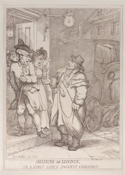 Miseries of London, or a Surly Saucy Hackney Coachman by Thomas Rowlandson
