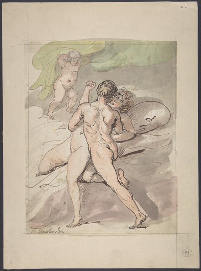 Nude Couple Embracing by Thomas Rowlandson
