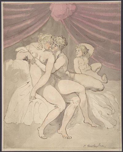 Nude Couple Embracing by Thomas Rowlandson