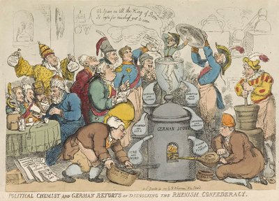 Political chemist and German retorts or dissolving the Rhenish confederacy, pub. 1813 by Thomas Rowlandson