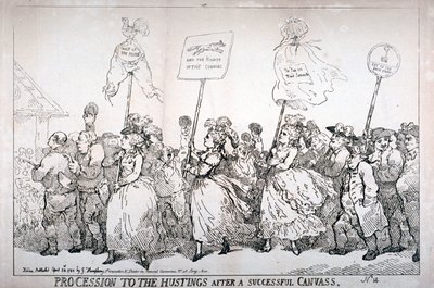 Procession to the hustings after a successful canvass, no:14, 1784 by Thomas Rowlandson