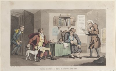 Quae Genus & The Money Lenders, from The History of Johnny Quae Genus, The L..., September 1, 1821 by Thomas Rowlandson