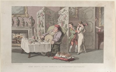 Quae Genus, in the Service of Sr. Jeffery Gourmand, from The History of Johnny by Thomas Rowlandson