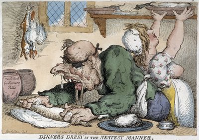 Sick man preparing the meal - Cartoon by Rowlandson by Thomas Rowlandson