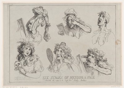 Six Stages of Mending a Face, Dedicated with respect to the Right Hon-ble. Lady Ar by Thomas Rowlandson