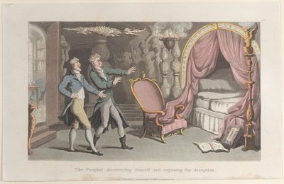 The Prophet discovering himself and exposing the deception, from Journal of Sentimental T by Thomas Rowlandson