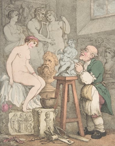 The Sculptor [Preparations for the Academy, Old Joseph Nollekens and his Venus] by Thomas Rowlandson