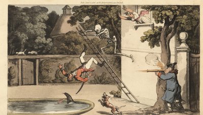 The Skeleton of Death Pushes a Ladder by Thomas Rowlandson