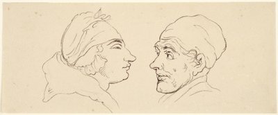 Two Caricatures: Man and Woman by Thomas Rowlandson