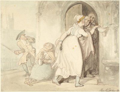 Young Woman at Church Door or Confession by Thomas Rowlandson