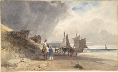 Figures on a Beach in Northern France by Thomas Shotter Boys