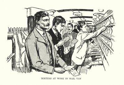 Sorters at work in Mail Van by Thomas Somerfield