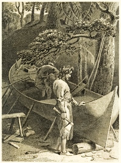 Robinson Crusoe and Friday Making a Boat from The Life and Strange Surprising Adventures of Robinson Crusoe, or York, Mariner by Daniel Defoe by Thomas Stothard