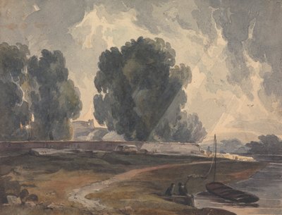 Landscape with Trees and Lake with Figures and Boat by Thomas Sully
