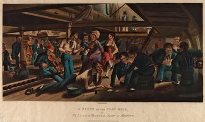 A Scene on the Main Deck of a Line of Battle Ship in Harbour by Thomas Sutherland