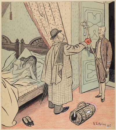 The Return of the Reservist; Simplicissimus I/32, 1896 by Thomas Theodor Heine