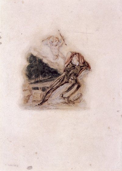 Cupid and Lover Lamenting the Death of a Loved One by Thomas Uwins