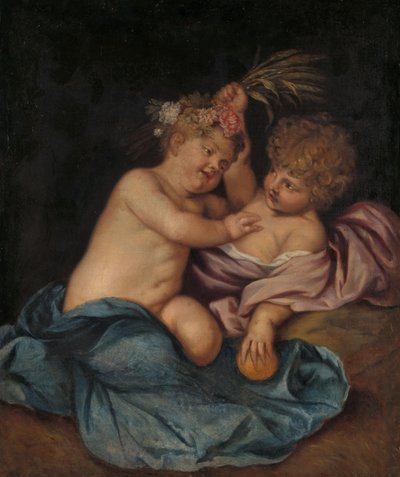 Two Infants, Personifications of Spring and Autumn by Thomas Willeboirts Bosschaert (follower of)