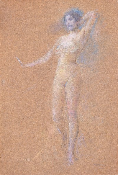 Standing Nude Figure of a Girl by Thomas Wilmer Dewing