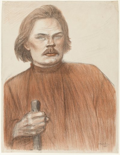 Frontal Portrait from the Waist Up of Maxime Gorki by Théophile Alexandre Pierre Steinlen
