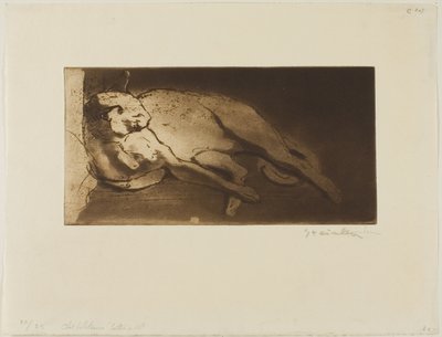 Reclining Cat Stretched Out from Left to Right by Théophile Alexandre Pierre Steinlen