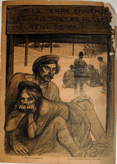 The Enemy Soil - Russian Prisoners - Die of Hunger by Théophile Alexandre Pierre Steinlen