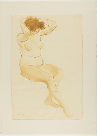 Woman Fixing Her Hair, Three-Quarter View by Théophile Alexandre Pierre Steinlen