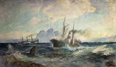 Duncan Grey and Nancy Grey in Battle with Whale by Thorolf Holmboe