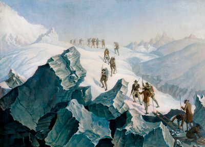 Descent of Horace Benedict de Saussure, his son and guides down Mont Blanc (August 1787) by Tiberius Dominikus Wocher