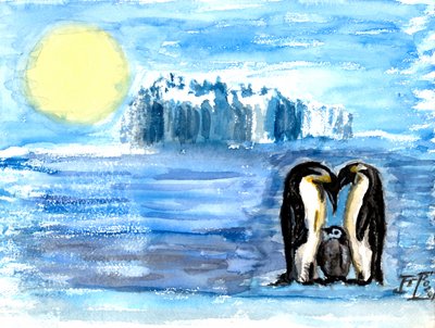Emperor Penguin Family by Tim Hoinkis