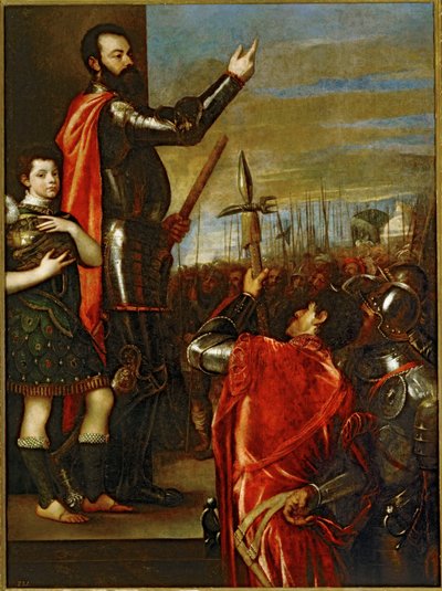 The marquis of Vasto addressing his soldiers by Titian (c.1488-1576)