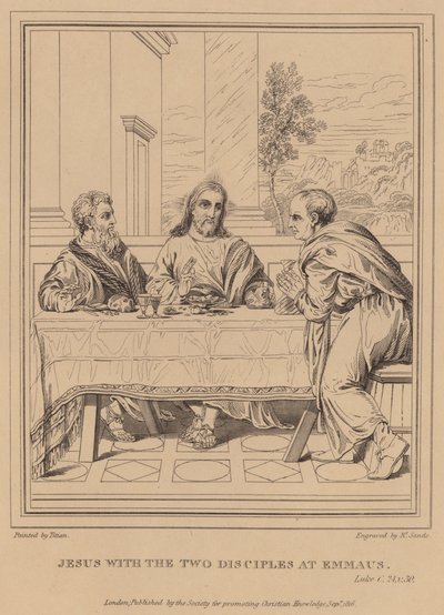 Jesus with the Two Disciples at Emmaus, Luke by Tiziano Vecelli