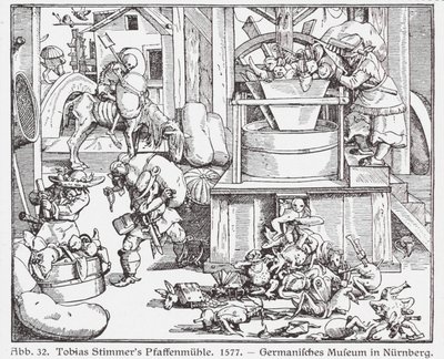 Catholic priests being put through a mill by Tobias Stimmer