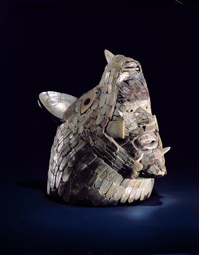 Head of an Animal with a Human Head in the Open Jaws, Found at Tula, Hidalgo, Mexico, Early Post-Classic by Toltec