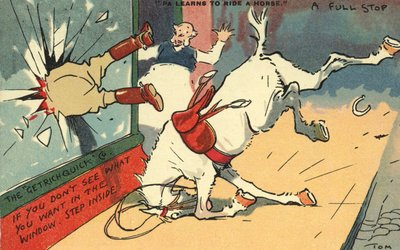 Man Thrown from a Horse Through a Window by Tom Browne