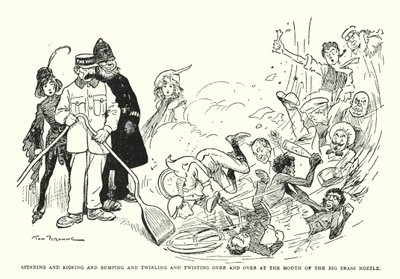 Spinning and kicking and bumping and twirling and twisting over and over at the mouth of the big brass nozzle by Tom Browne