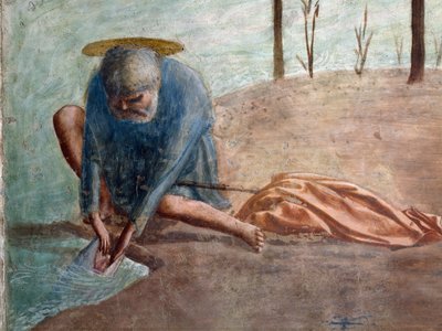Peter extracting the coin from the fish, Santa Maria del Carmine by Tommaso Masaccio