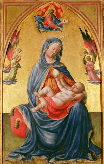 Virgin and Child with God the Father, Holy Spirit and angels by Tommaso Masolino da Panicale