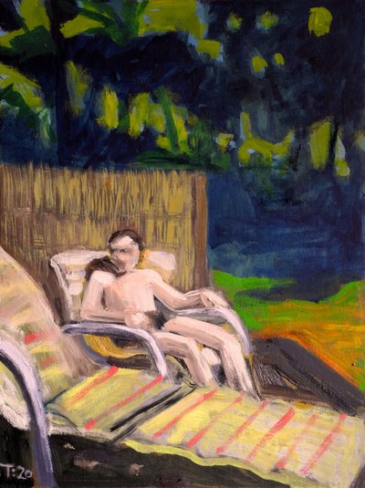Man Lounging Outdoors by Tore Bahnson