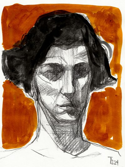 Pensive Woman Sketch by Tore Bahnson