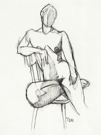Seated Nude Study by Tore Bahnson